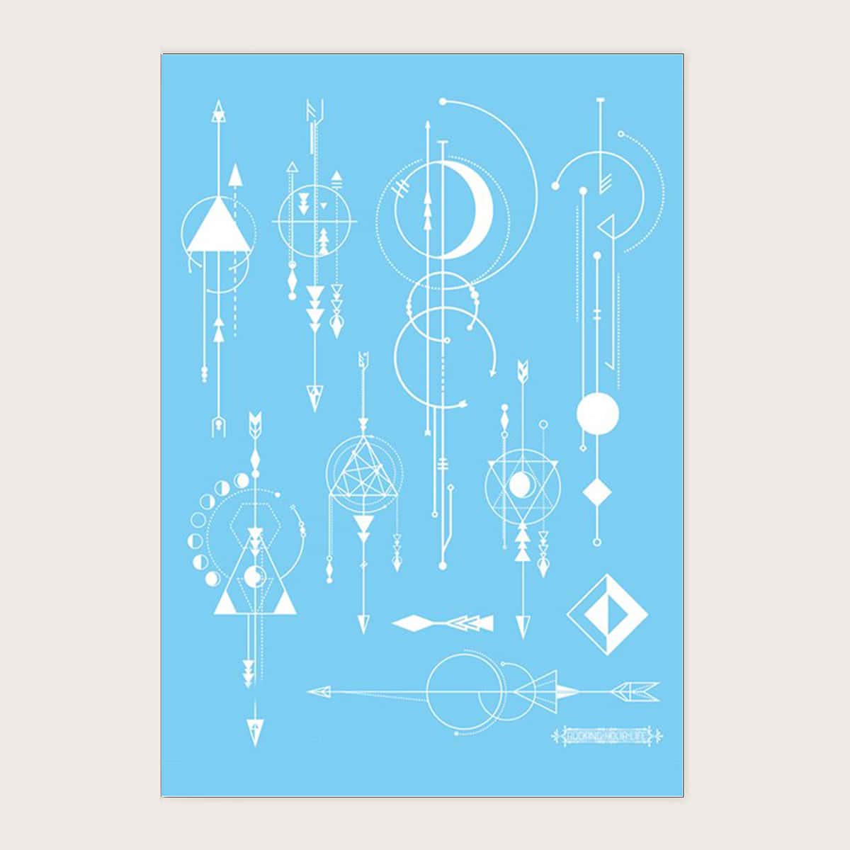 

1sheet Geometric Pattern Tattoo Sticker, White