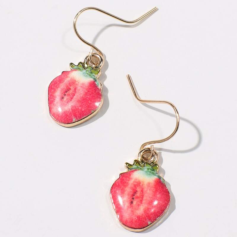 

Strawberry Drop Earrings, Red