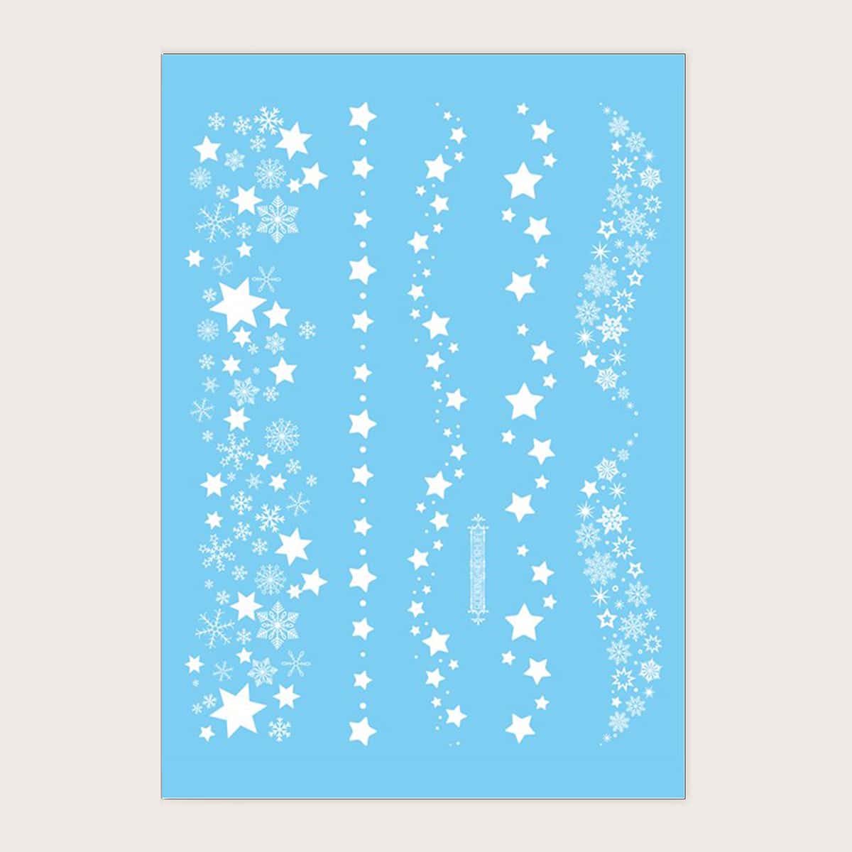 

1sheet Star Pattern Tattoo Sticker, White