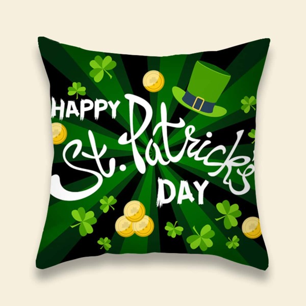 

Saint Patrick's Day Print Cushion Cover Without Filler, Multicolor