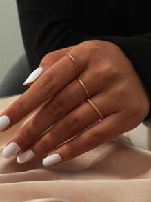 3pcs Vòng cửa tay áo Chi tiết xoắn - Vàng - Xem 1