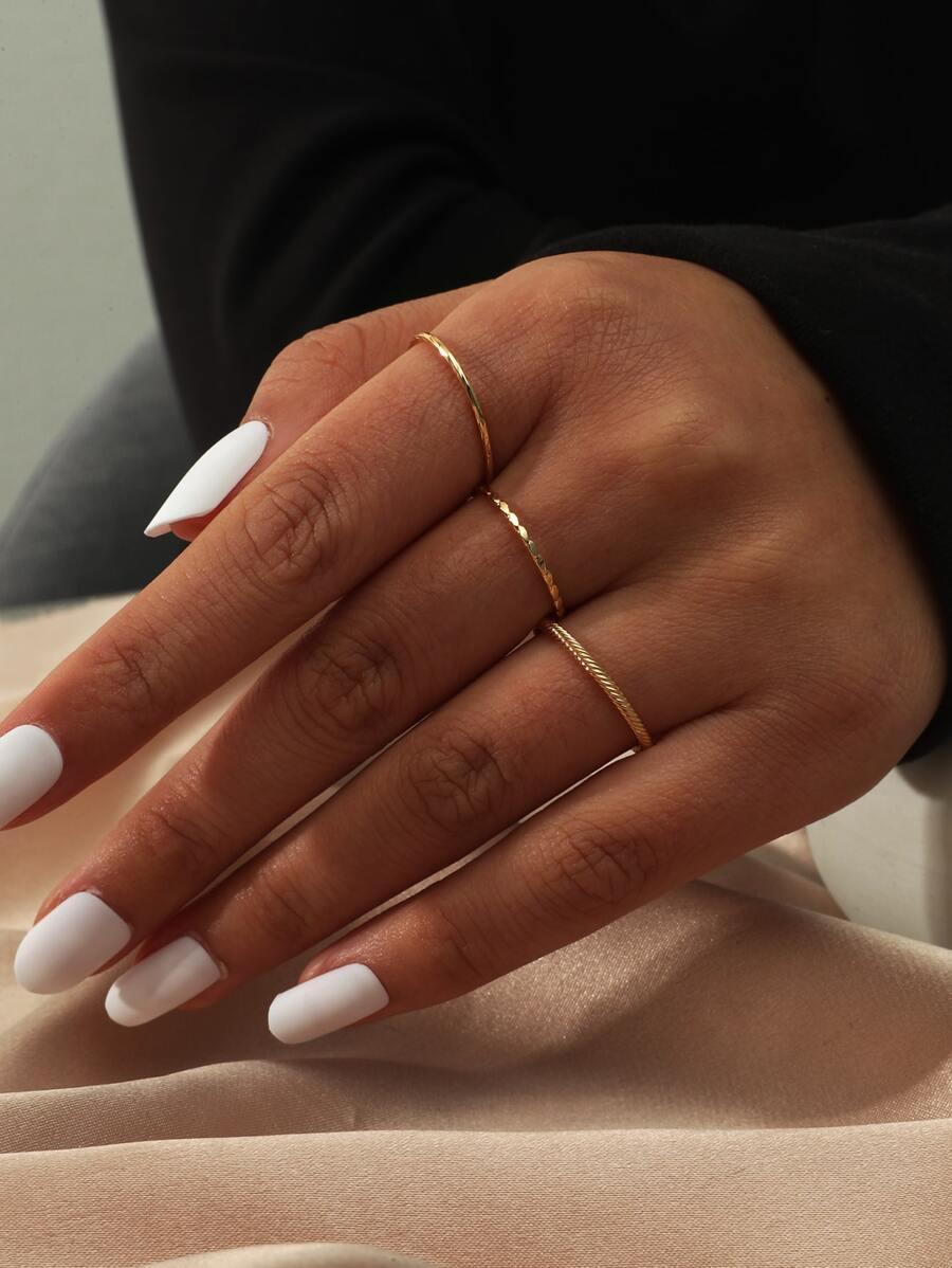 3pcs Vòng cửa tay áo Chi tiết xoắn - Vàng - Xem 1