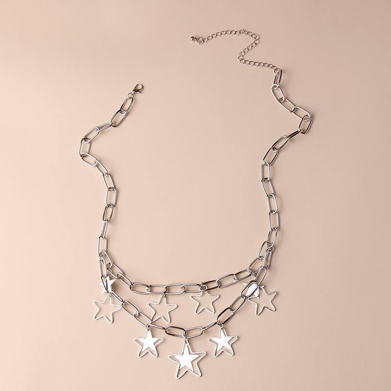 

Star Charm Layered Necklace, Silver