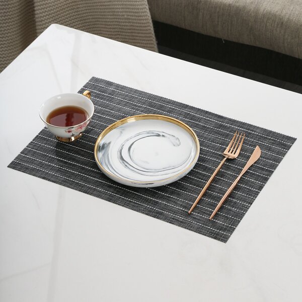 

1pc Striped Pattern Placemat, Dark grey