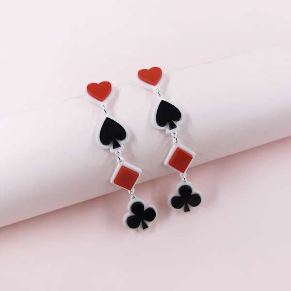 

Playing Card Drop Earrings, Multicolor