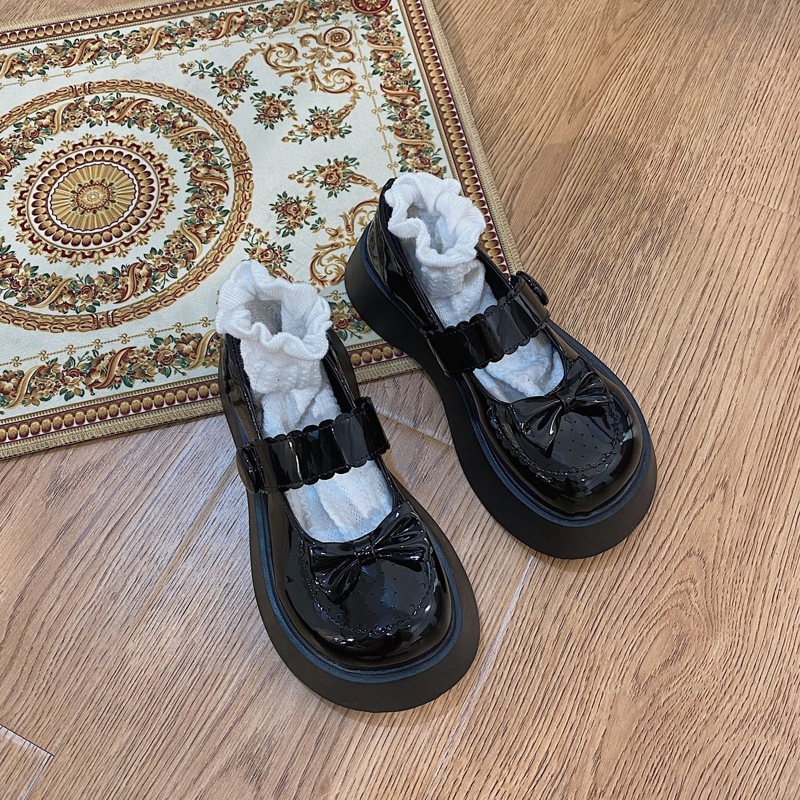 

Bow Mary Jane Wedges, Black