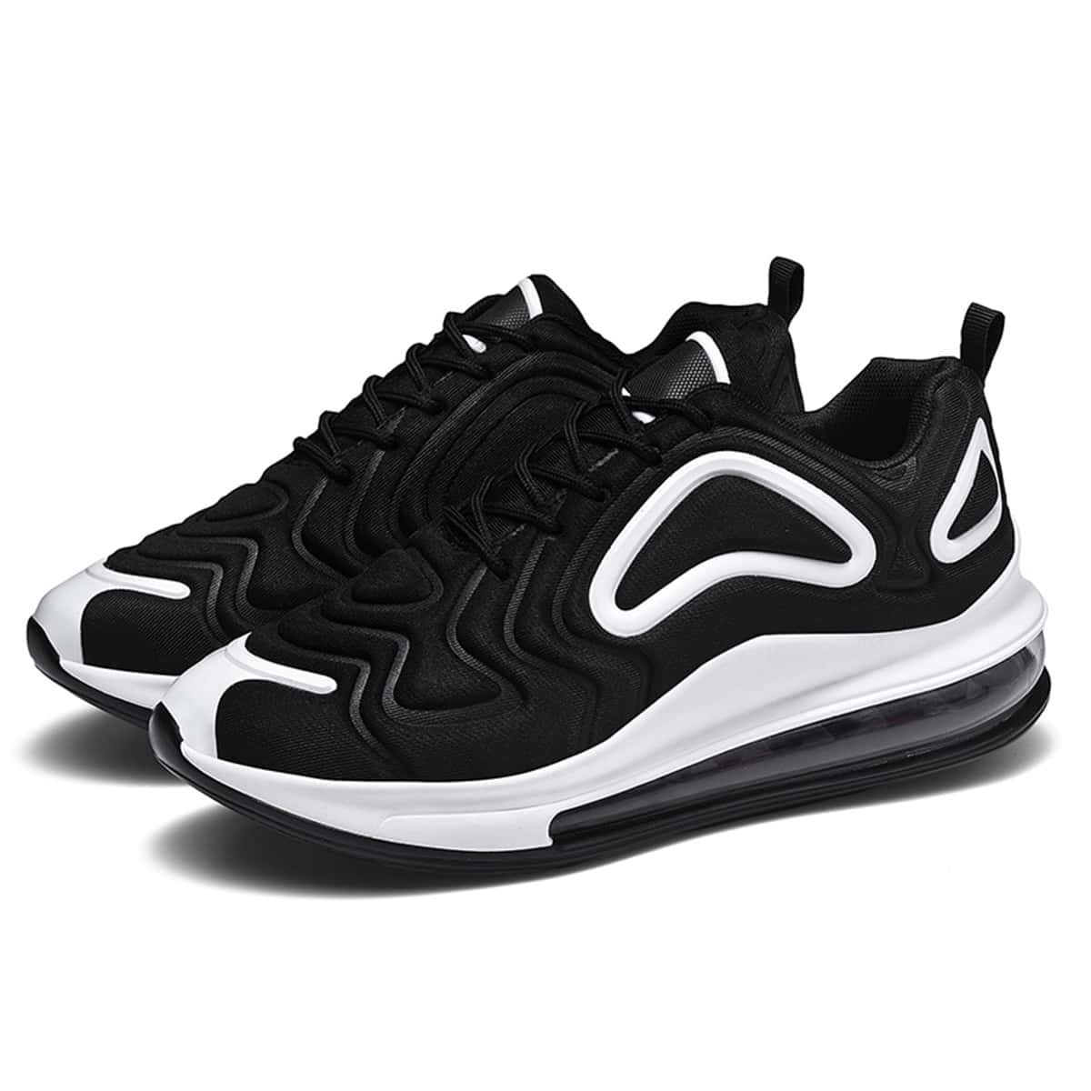 

Guys Colorblock Lace-up Running Sneakers, Black and white