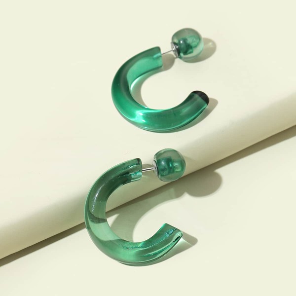 

Resin Open Hoop Earrings, Green