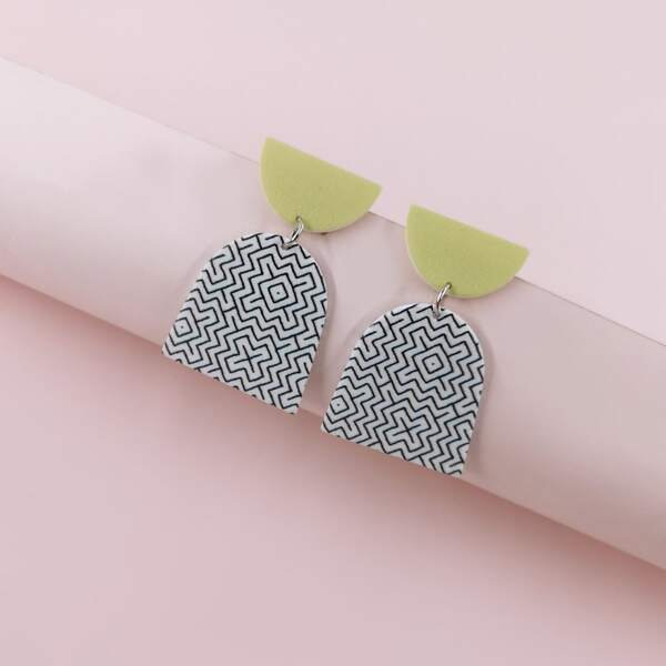 

Graphic Geometric Drop Earrings, Multicolor