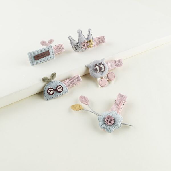

5pcs Toddler Girls Cartoon Hair Clip, Multicolor