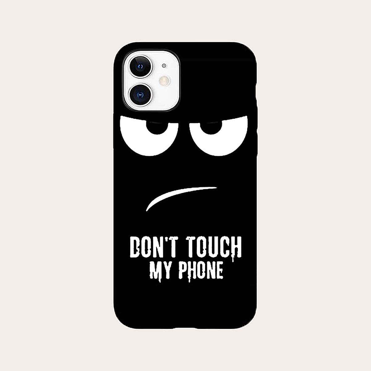 

Letter & Funny Face iPhone Case, Black