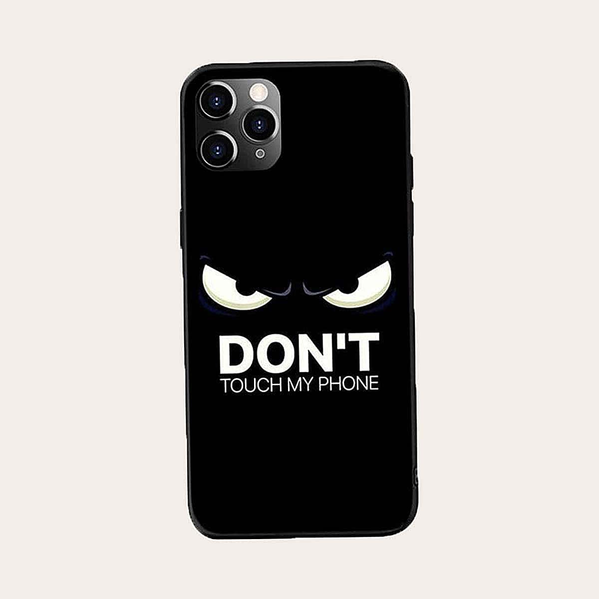 

Letter & Funny Face iPhone Case, Black