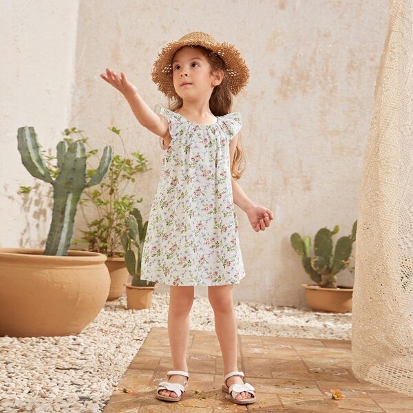 

Toddler Girls Allover Floral Print Ruffle Trim Dress, Multicolor