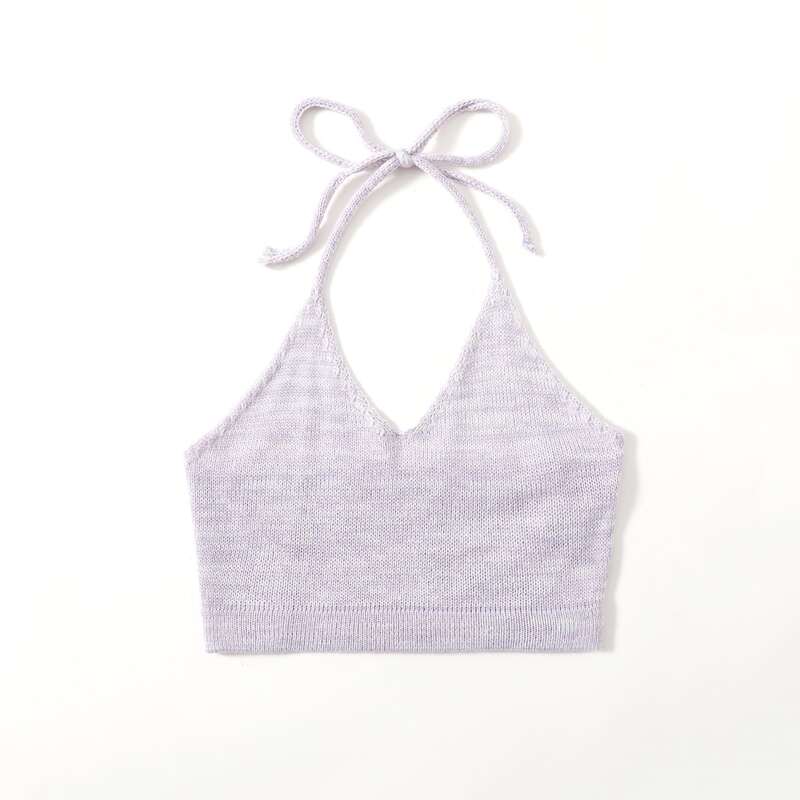 

Halter Crop Knit Top, Lilac purple