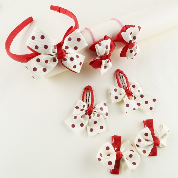 

7pcs Toddler Girls Bow Decor Hair Accessories, Multicolor