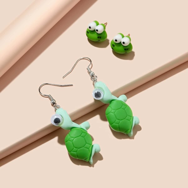 

2pairs Animal Decor Drop Earrings, Green