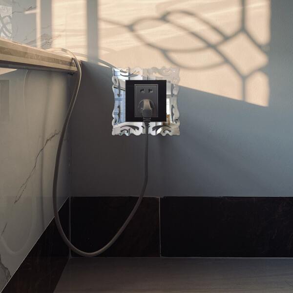 

1pc Mirror Surface Light Switch Sticker, Silver