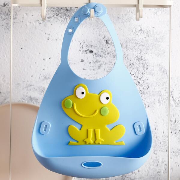 

1pc Kids Silicone Cartoon Bib, Blue