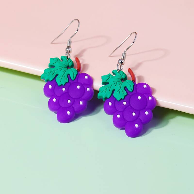 

Grape Drop Earrings, Purple