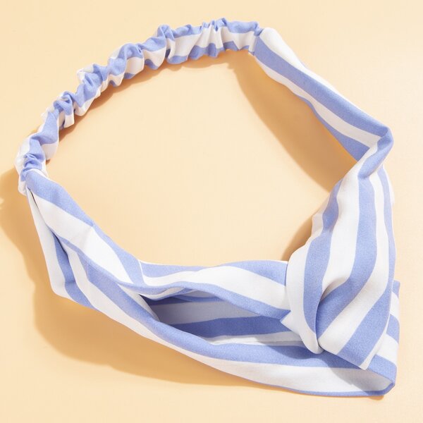 

Striped Pattern Hair Band, Blue
