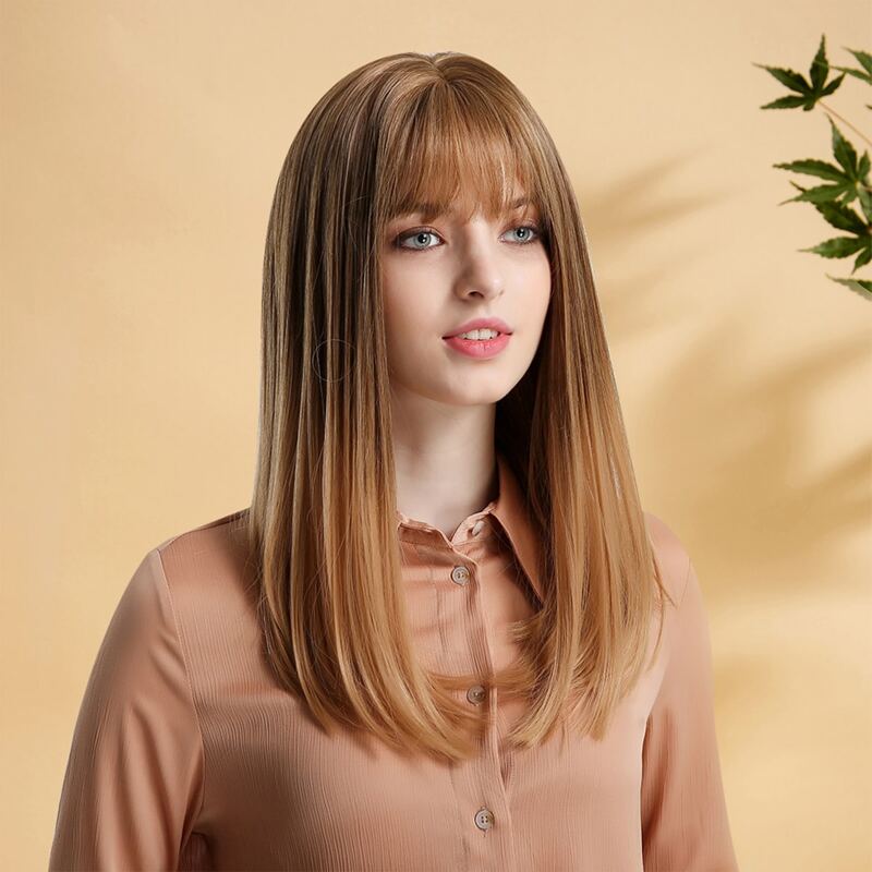 

Long Straight Wig With Bangs, Brown