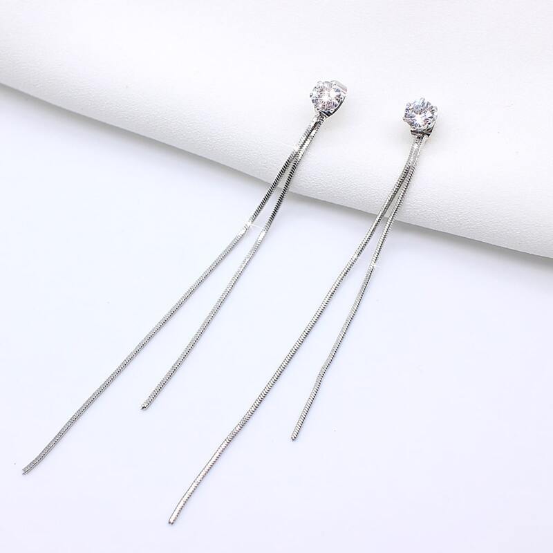 

Rhinestone Tassel Drop Earrings, Silver