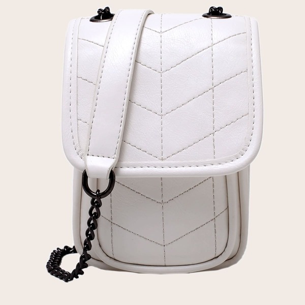 

Stitch Detail Chain Crossbody Bag, White