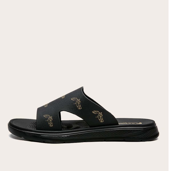 

Men Animal Print Cut-out Slides, Black