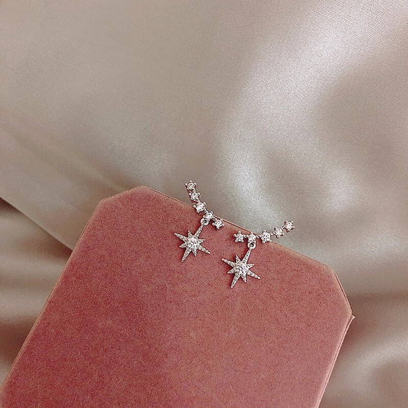 

Rhinestone Star Stud Earrings, Silver