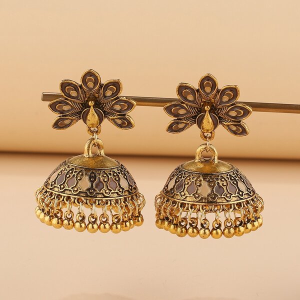 

Vintage Jhumka Earrings, Gold