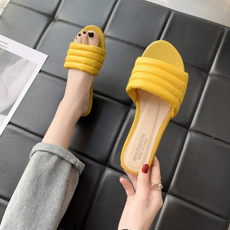 

Wide Band Slide Sandals, Yellow