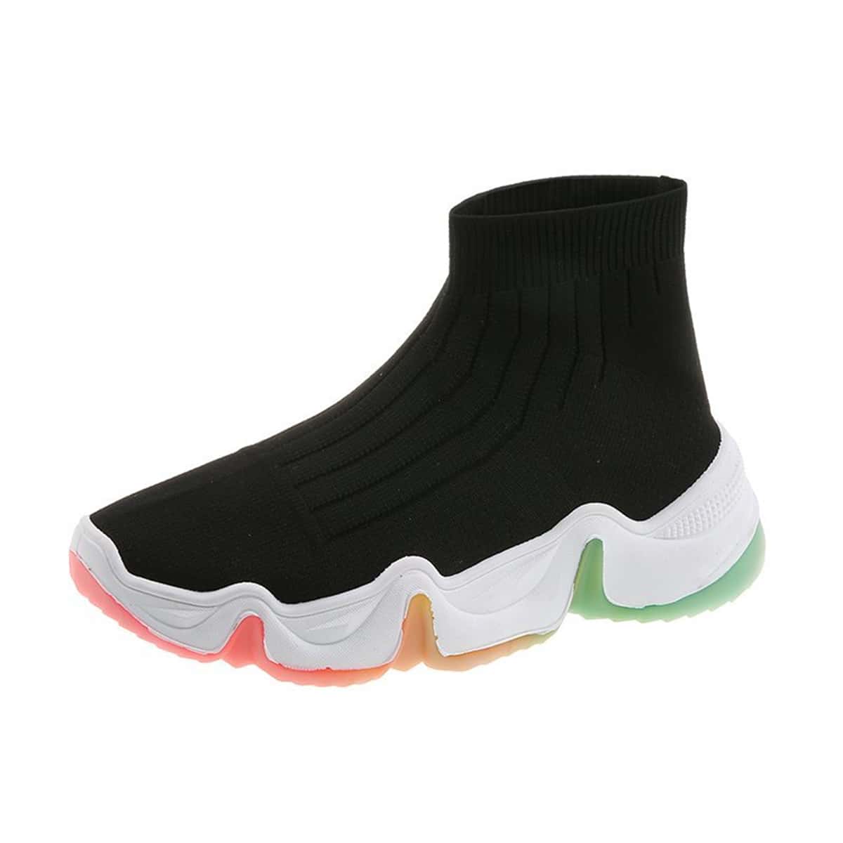 

Solid High Top Sock Sneakers, Black