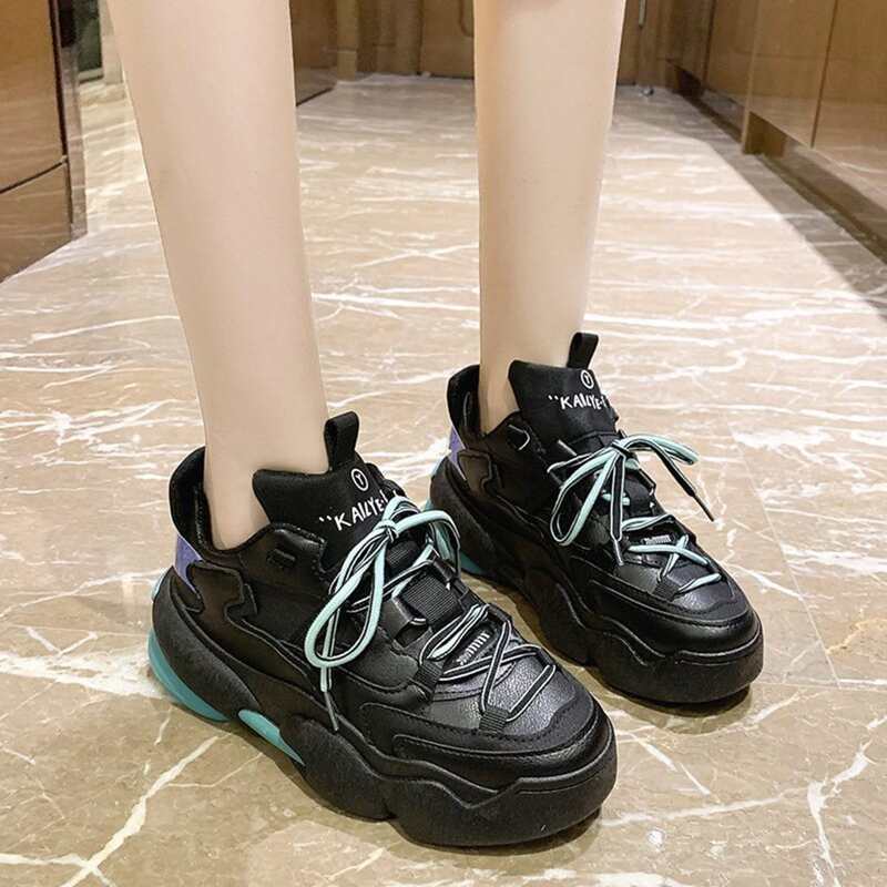 

Lace-up Chunky Sneakers, Black
