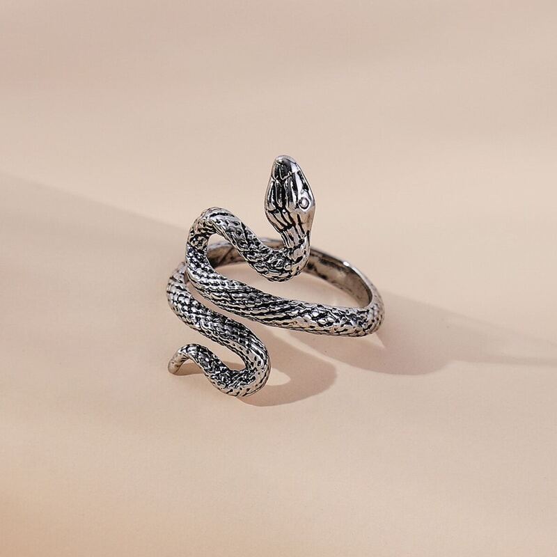 

Guys 1pc Snake Ring, Antique silver