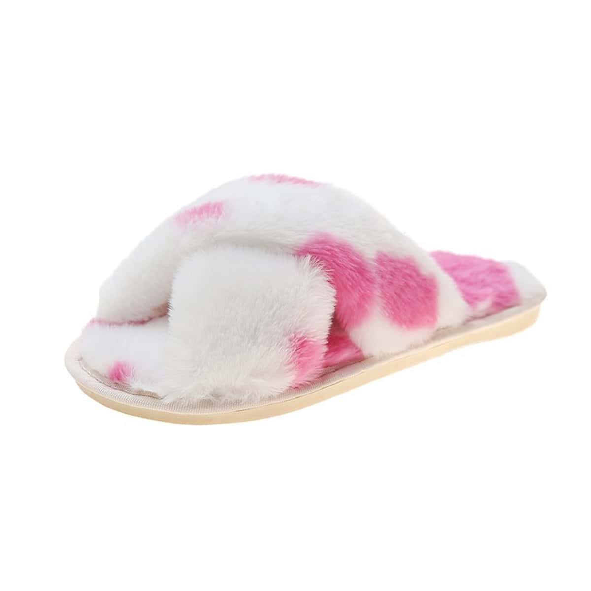 

Criss Cross Fluffy Slippers, Multicolor
