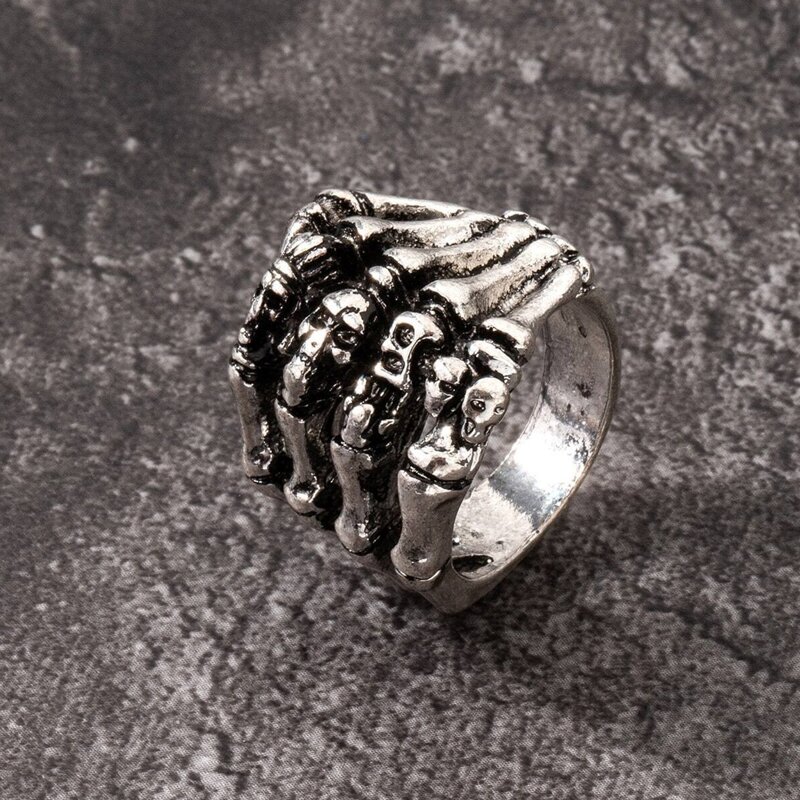 

Guys 1pc Skeleton Ring, Antique silver