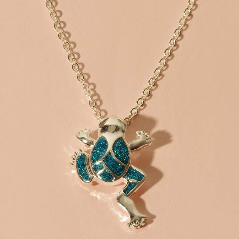 

Glitter Frog Pendant Necklace, Multicolor