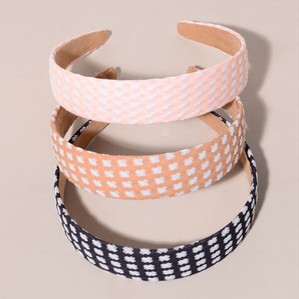 

3pcs Plaid Pattern Hair Hoop, Multicolor