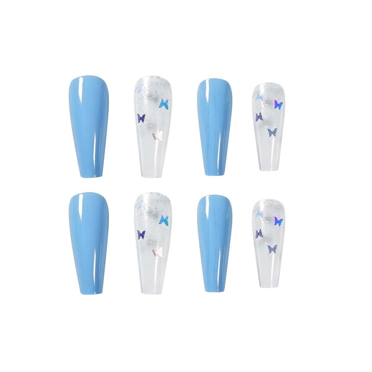 24pcs Butterfly Fake Nail, Multicolor