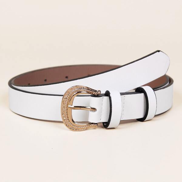 

Girls Engraved Buckle Belt, White