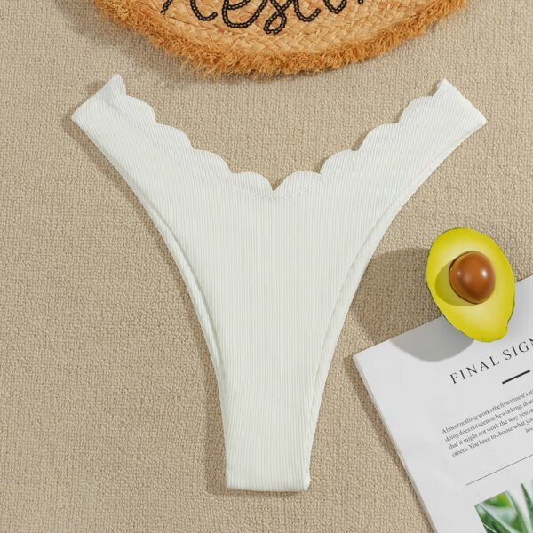 

Scallop Trim High Cut Bikini Panty, White