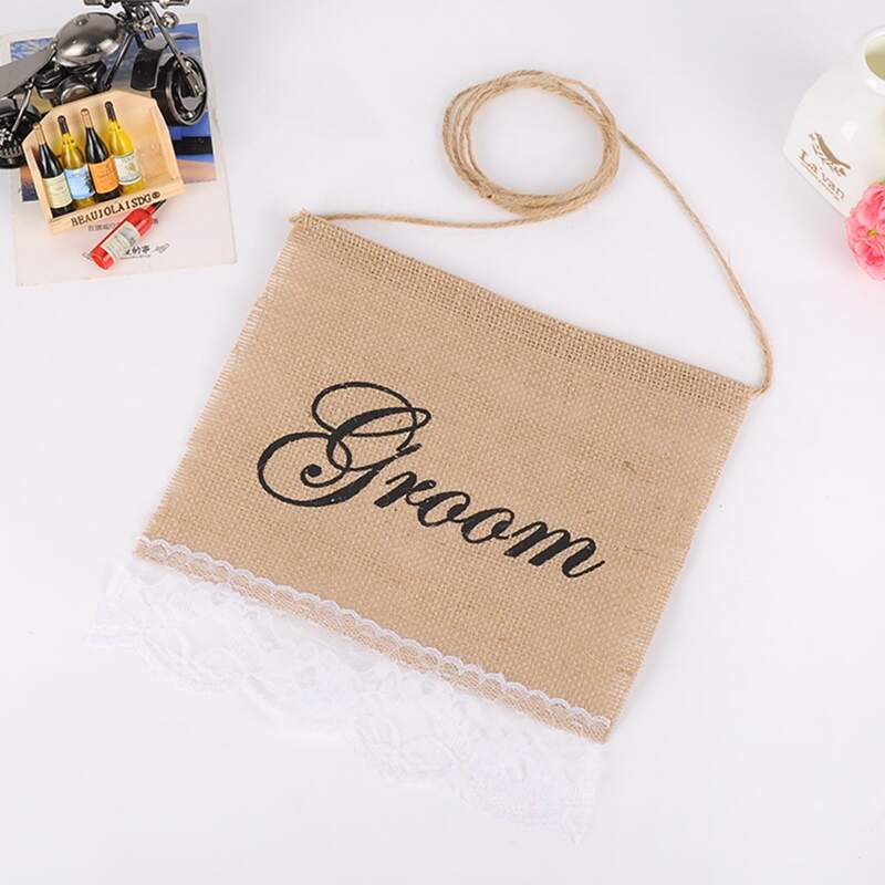 

2pcs Weeding Party Linen Flag, Khaki