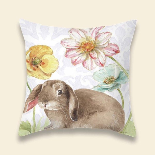 

Bunny Print Cushion Cover Without Filler, Multicolor