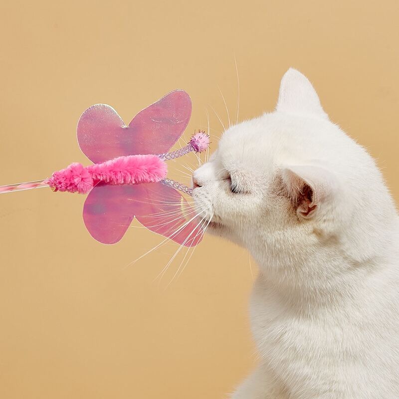

1pc Butterfly Cat Teaser Stick, Pink