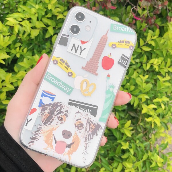 

Dog Pattern Clear iPhone Case, Multicolor