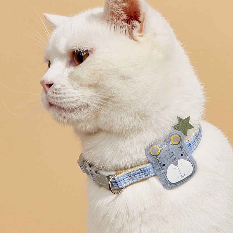 

Cartoon Patch Detail Pet Collar, Blue