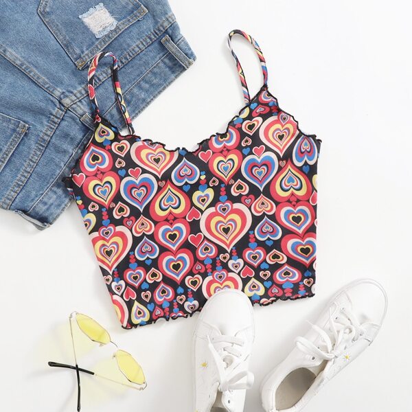 

Lettuce Trim Heart Print Cami Top, Multicolor