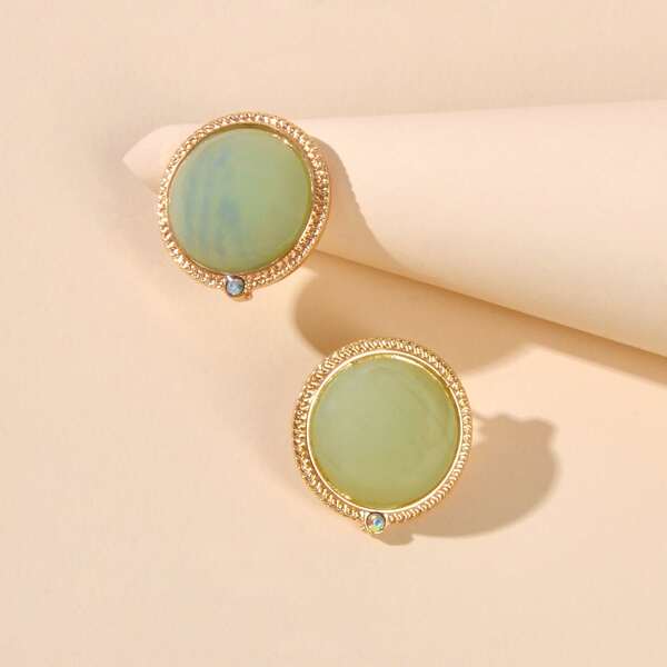 

Round Stud Earrings, Green
