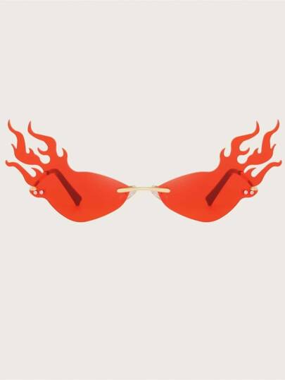 Occhiali da sole senza cornice con fiamma | ROMWE