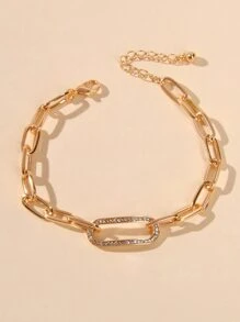 Rhinestone Decor Bracelet - Yellow Gold - View 1